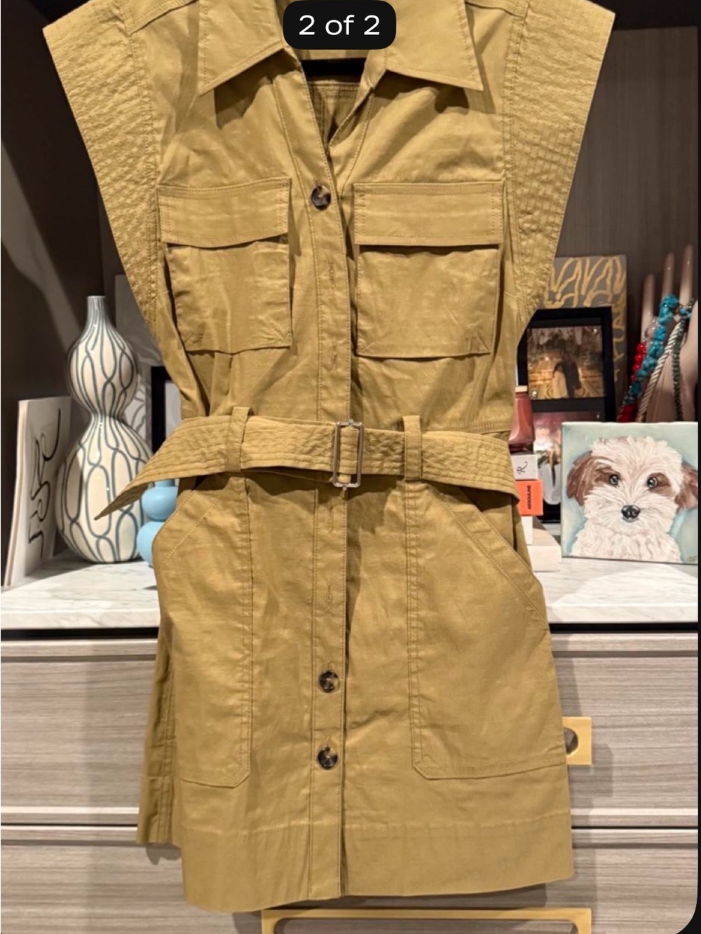 A.L.C. Sleeveless Belted Utility Midi Dress in Mustard